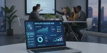 Digital dashboard showing affiliate marketing performance metrics