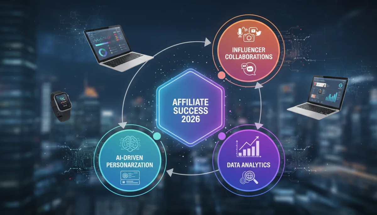 Infographic depicting key trends shaping affiliate marketing success in 2026.