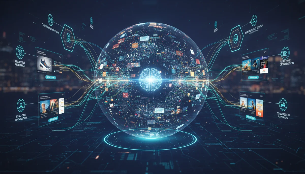 AI analyzing data for predictive affiliate marketing insights.