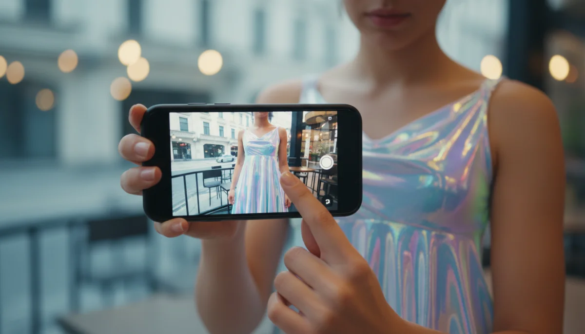 Augmented reality try-on experience for digital fashion, blending virtual and physical garments