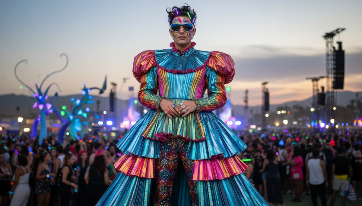 Celebrity demonstrating bold and gender-fluid fashion trends for 2026.