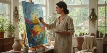 Person enjoying a creative hobby, enhancing life quality.