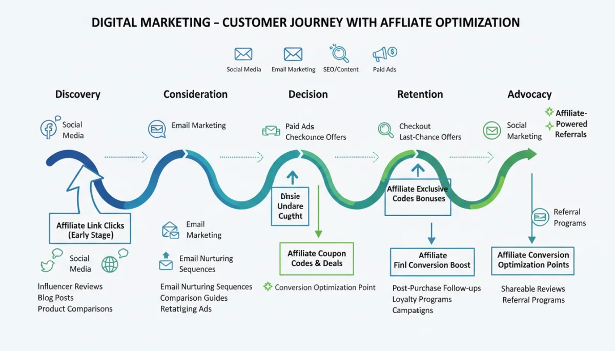 Infographic of customer journey optimization for affiliate marketing.