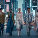 Gender-Fluid Fashion: 6 Must-Try Styles Trending in the US 2026 Diverse individuals modeling gender-fluid fashion on a city street in 2026, featuring oversized blazers and flowing trousers.