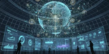 Futuristic digital network representing affiliate marketing connections in 2026