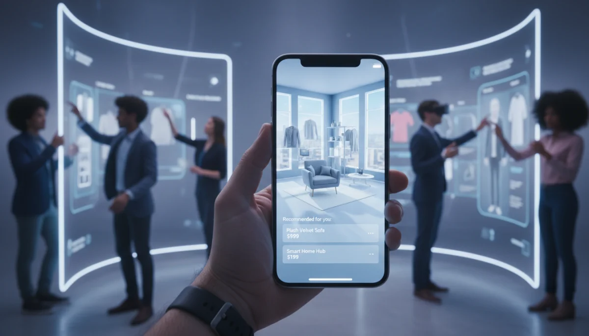 Immersive commerce experience through AR/VR, highlighting future affiliate opportunities.