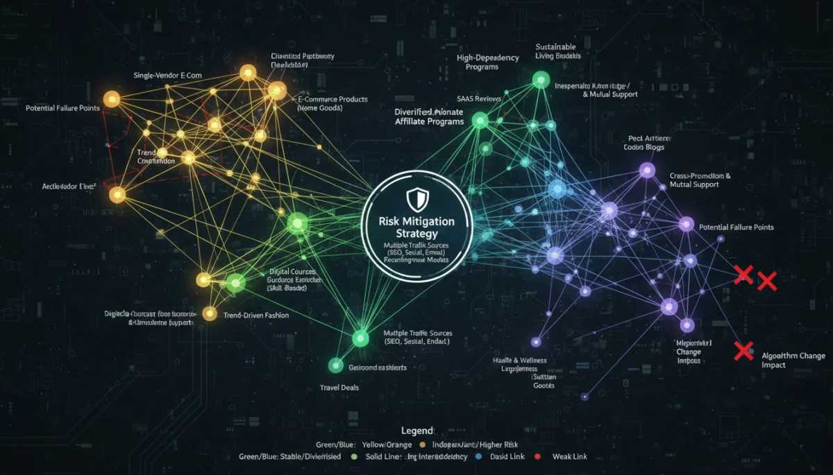 Network diagram of interconnected and diversified affiliate programs