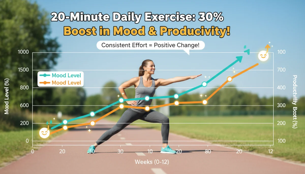 Graph showing 30 percent mood boost from daily exercise