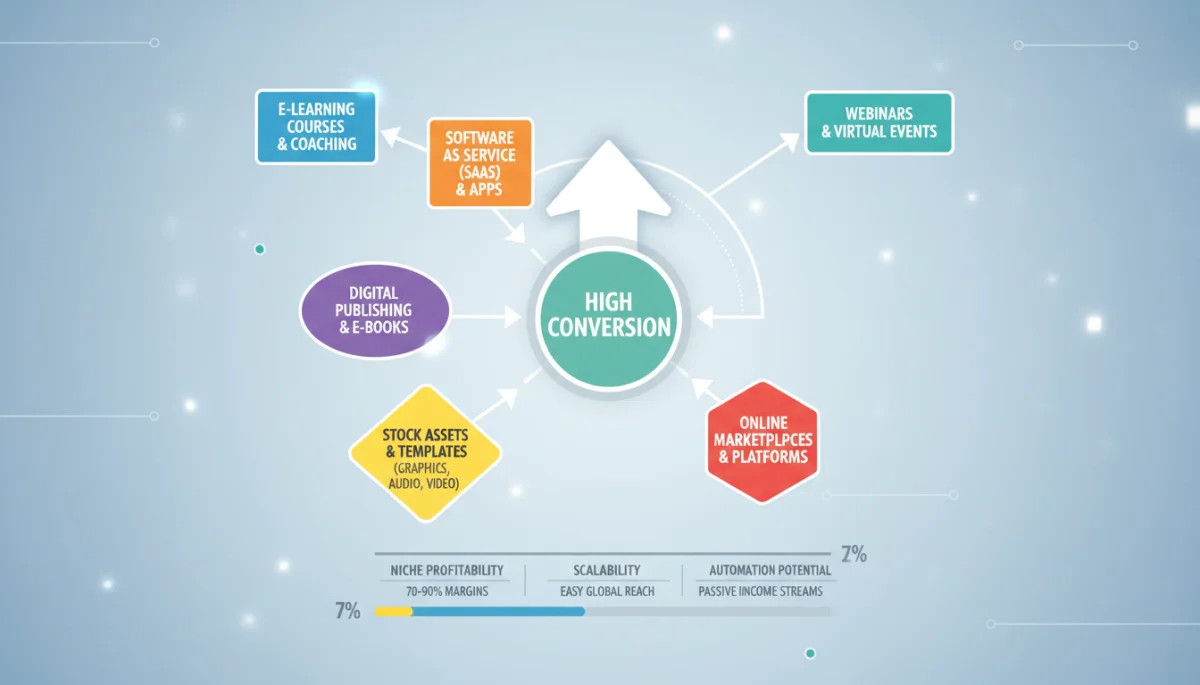 Infographic illustrating profitable digital product affiliate niches
