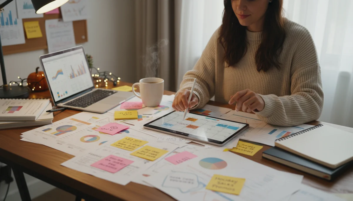 Affiliate marketer planning Q4 content calendar for holiday sales