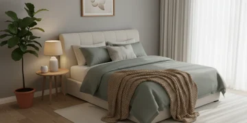 Serene bedroom with comfortable bed and soft lighting for optimal sleep
