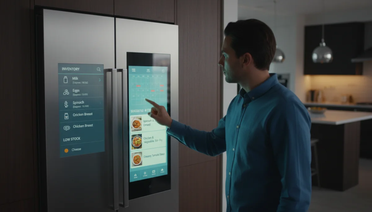 User interacting with smart refrigerator inventory screen