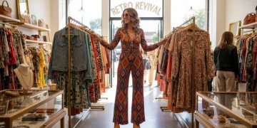 Woman in vintage fashion exploring a boutique in 2026