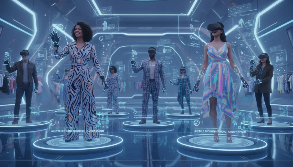 Virtual reality fashion store experience powered by AI personalizing outfits for US consumers.