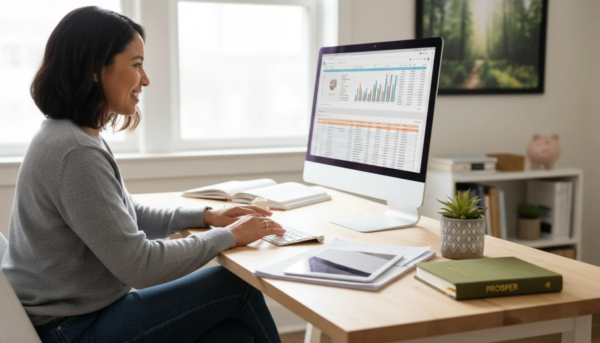 Energetic person working at a desk, linking well-being to financial impact