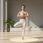 Woman finding inner peace and focus through yoga practice.